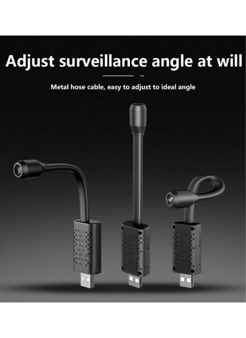 Portable WiFi Security Camera – Smart Mini Wireless USB IP Camera with Flexible 360° Rotation, Loop Video, and Motion Detection (Black) – Compact, Easy-to-Use Home Surveillance Solution