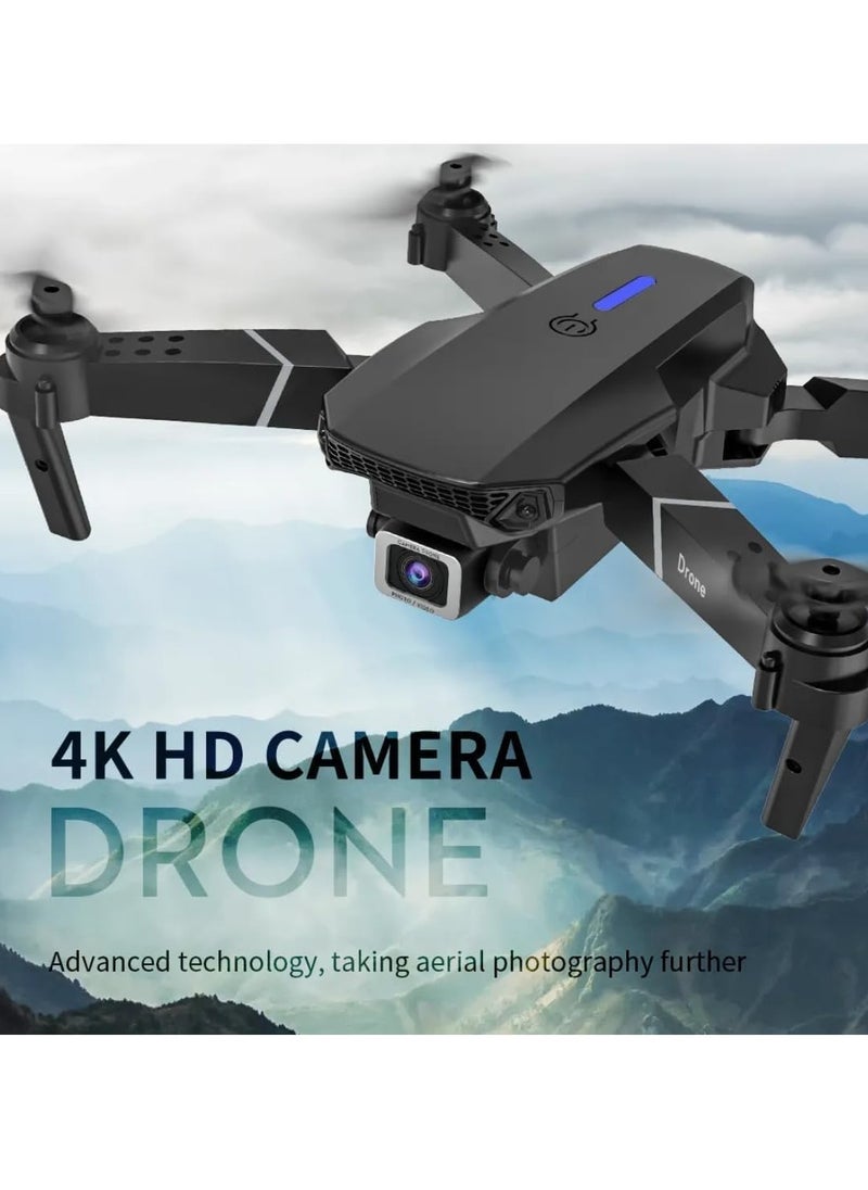 E88 Pro Drone with 4K Camera WiFi FPV 1080P HD Dual Foldable RC Drone Altitude Hold Headless Mode Visual Positioning Auto Return App Control Multicolor Single Battery