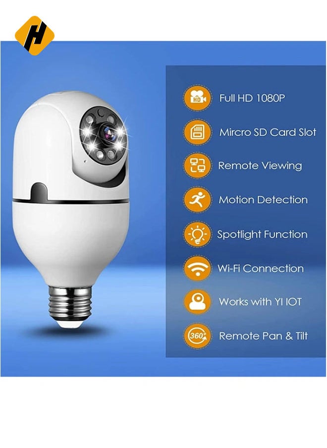 Pan Tilt Security Light Camera V380 130W dpi Smart Wireless WIFI Full Color Bulb Camera 2.4Ghz 360 Degree E27 Panoramic IP Camera