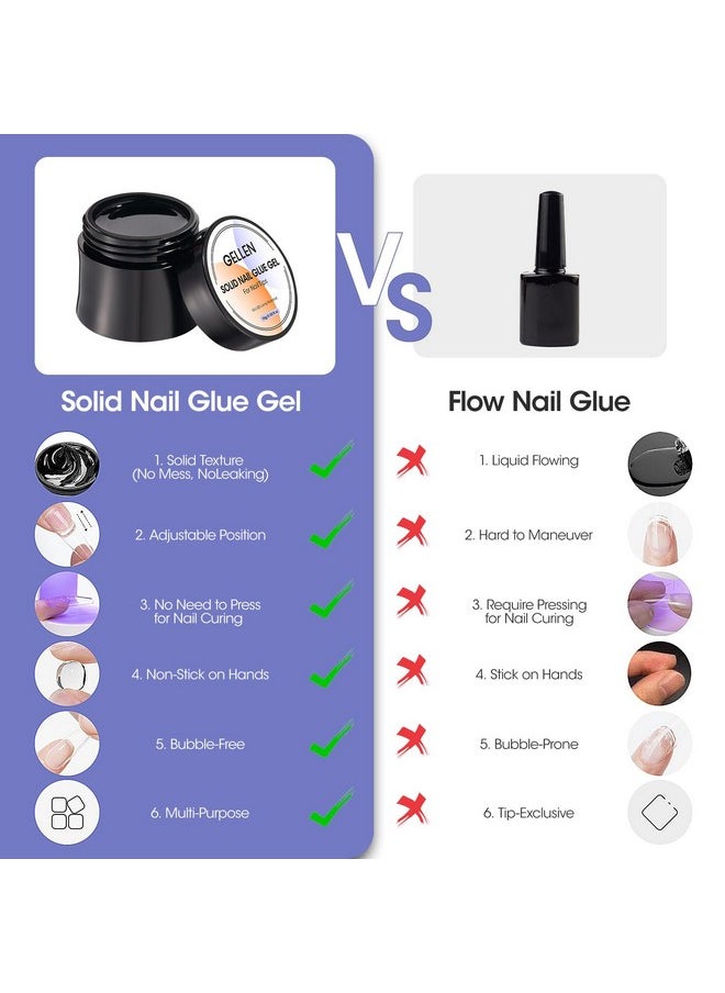 Solid Gel Nail Glue With 60Ml Nail Glue Remover Set 15G Solid Nail Glue Gel For Press On Nails Acrylic Nails Soft Gel Nail Tips Glue Remover Uv Lamp Gel Glue For Nails