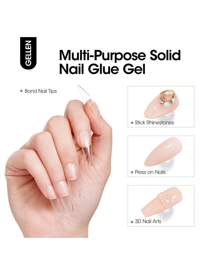 Solid Gel Nail Glue With 60Ml Nail Glue Remover Set 15G Solid Nail Glue Gel For Press On Nails Acrylic Nails Soft Gel Nail Tips Glue Remover Uv Lamp Gel Glue For Nails