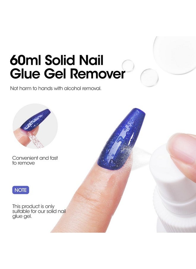 Solid Gel Nail Glue With 60Ml Nail Glue Remover Set 15G Solid Nail Glue Gel For Press On Nails Acrylic Nails Soft Gel Nail Tips Glue Remover Uv Lamp Gel Glue For Nails
