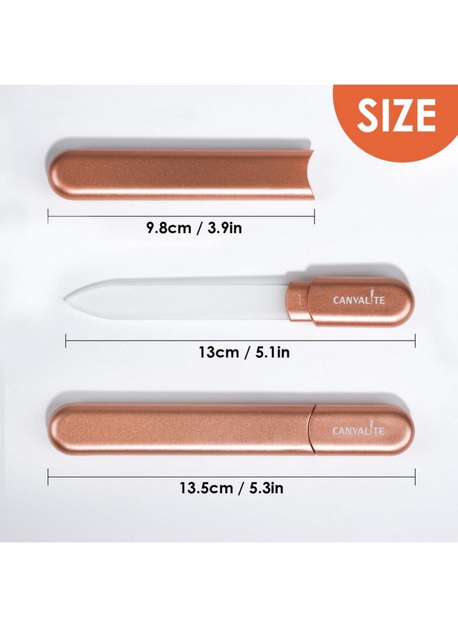 Glass Nail File For Natural Nails Crystal Nail Files Thick Glass Fingernail File Double-Sided Etched Gentle Nail Care Stocking Stuffers For Women Girls Gifts,Rose Red