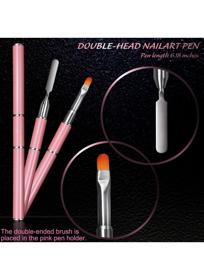 Dual Nail Forms Set Poly Gel Quick Building Nail Kit, 120Pcs Stiletto Gel Nail Molds With 10Pcs Acrylic Nail Tips Clips 1Pc Dual-Ended Poly Extension Gel Brush Nail File For Polygel Extension