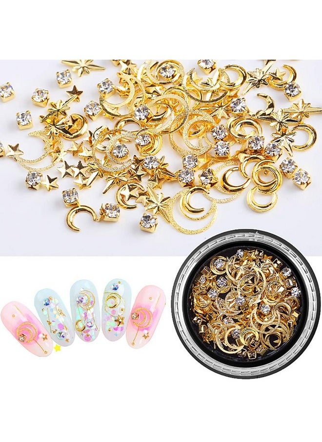 6 Boxes 3D Nail Rhinestones And Studs Gold Nail Rivets Set Nail Crystals Clear Nail Jewelry Decorations Manicure Kit With 1Pc Tweezers And Picker Pencil