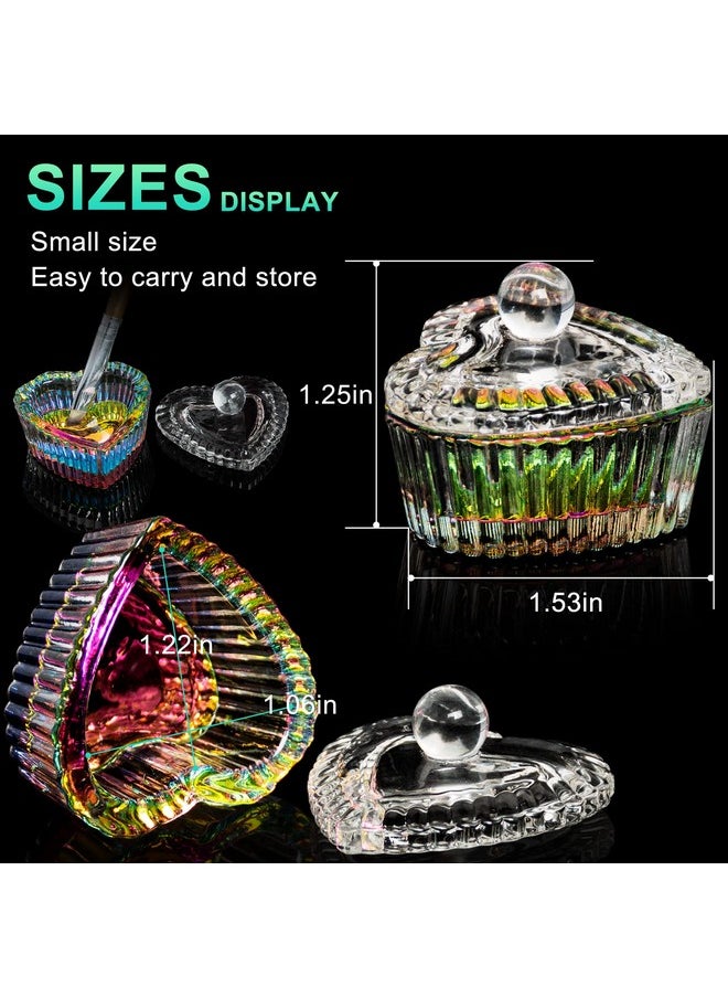 2Pcs Nails Tips Art Dappen Dish With Lid Acrylic Liquid Powder Dappen Monomer Dish Glass Crystal Cup Glassware Tools For Professional Use And Home Use