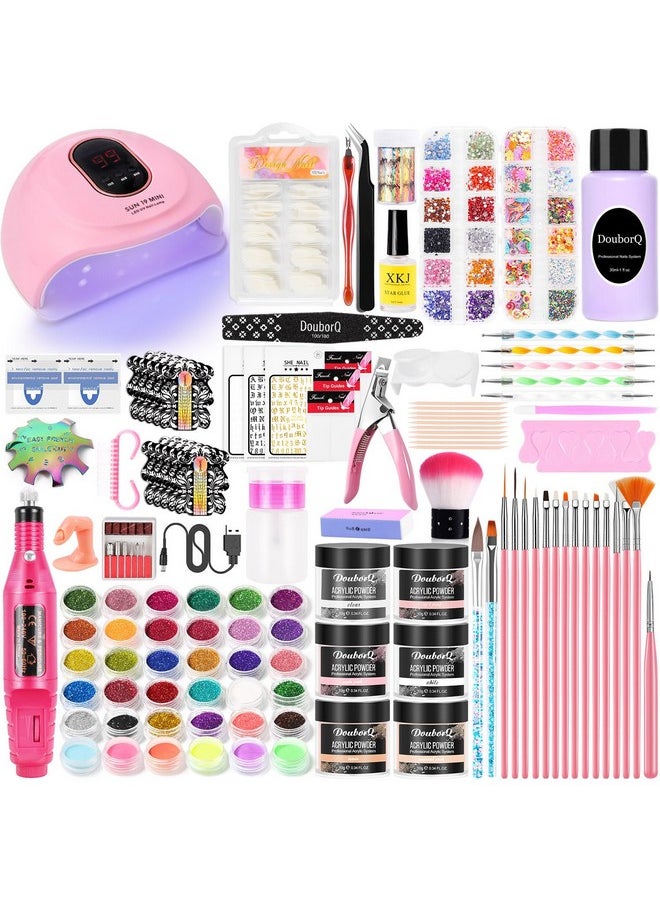 Acrylic Nail Kit With Drill And U V Light Full Nail Kit Set Professional Nail Starter Kit For Beginners Acrylic With Everything