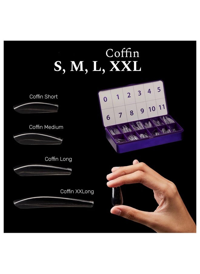 Soft Gel Coffin Shaped Gel Nail Tips Xxl, Length - Durable Full Cover Nail Tips - Made From Real Soft Gel, 10 Sizes, 500 Pieces - Easy To Remove (Coffin Xxl)