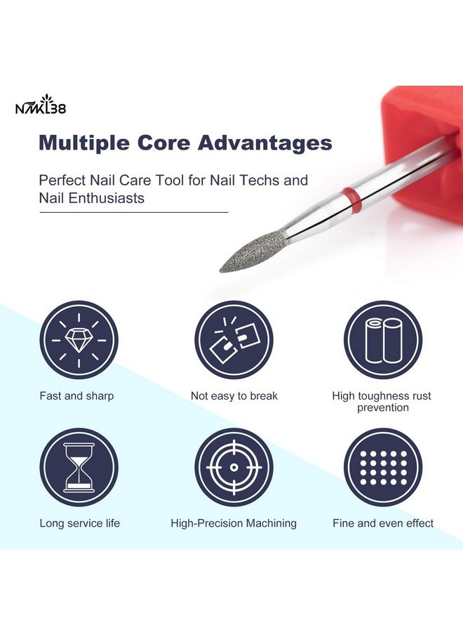 Flame Shape Diamond Cuticle Nail Drill Bit Pro Manicure For Nail Prep 3/32 Shank Efile Bit (240-021R)