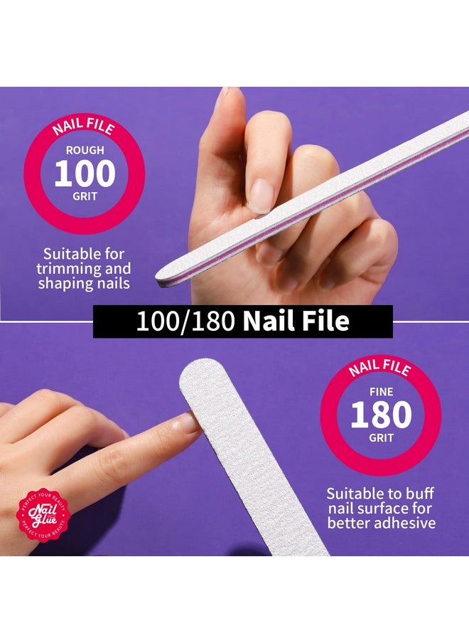 Nail Glue For Press Ons, 3 Pack Best Nail Glue For Gel Tips With Nail Files, Super Strong Nail Glue For Broken Nail Brush On Nail Glue For Press On Nails