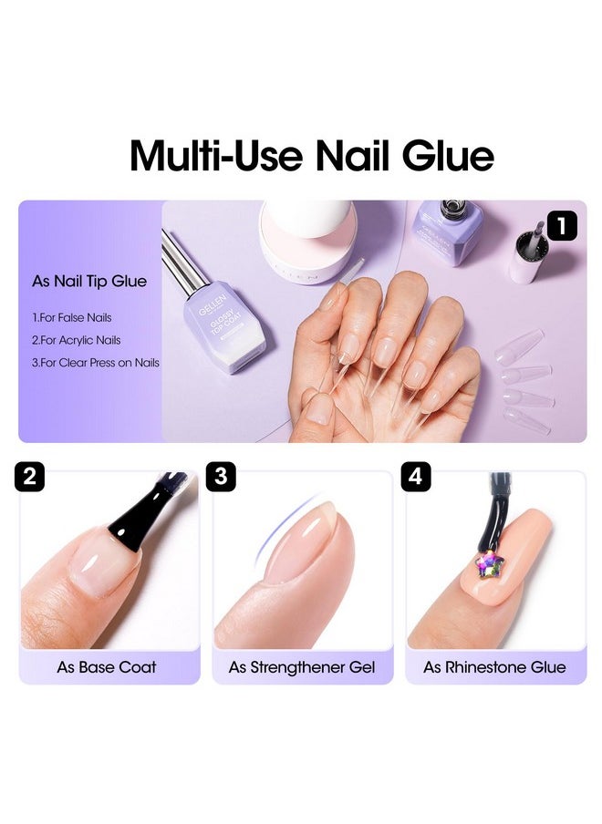 Nail Glue Gel And Nail Prep Dehydrator Gel Nail Kit, 4 In 1 Soak Off Led Uv Nail Glue For False Nails, Acrylic Nails, Clear Press On Nails, Extend Gel For Gel X Nails, Long Lasting For 28+ Days