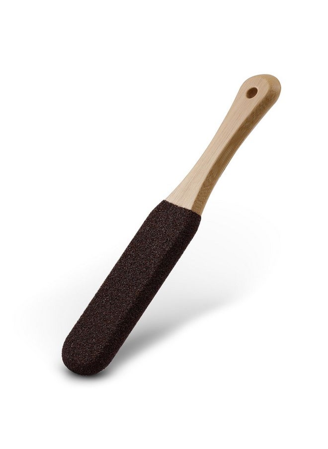 Foot Pumice Stone Pedicure File(1 Pcs) - Ergonomic Wooden Handle Foot File Callus Remover For Smoother Feet And Hands - Foot Scrubber, Heel Sander And Dead Skin Scraper - Brown