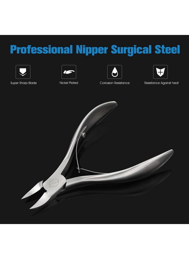 Toenail Clippers For Thick, Ingrown Toenails - Large Handle Toenail Cutters, Ingrown Tools 4R14 Stainless Steel Nail Clippers - Silver