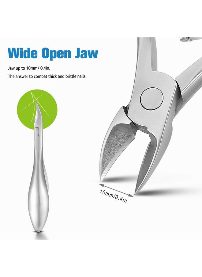 Toenail Clippers For Thick, Ingrown Toenails - Large Handle Toenail Cutters, Ingrown Tools 4R14 Stainless Steel Nail Clippers - Silver
