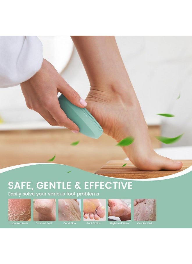 Nano Glass Foot File Callus Remover With Cover - Gentle Glass Foot Pumice Stone, Effective Feet Scrubber For Dead Skin, And Portable Pedi Egg Foot Care Tool - Green