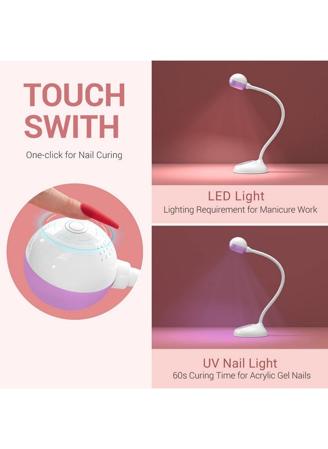 2 In 1 Gel X Lamp, Pro09M Cordless Gooseneck Uv Lamp For Gel X Nails Rechargable Led Nail Lamp Light For Gel Polish,Touch Switch Flash Cure Light For Nail Extension Art Home Salon Manicure