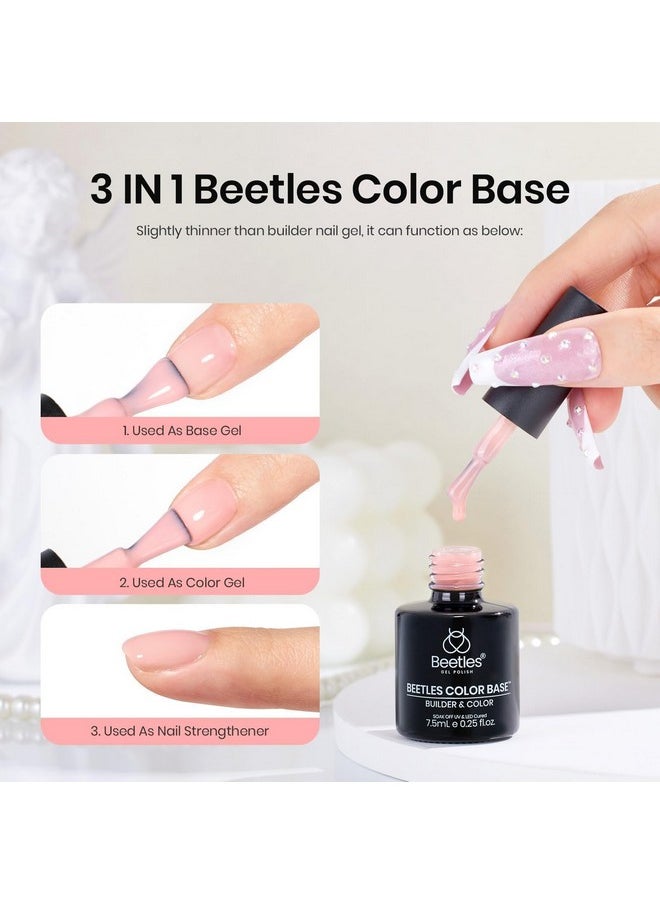 Beetles Color Base Gel For Nails 6 Pcs, Builder Base Nail Gel Aesthetic Nude Colors Pink Nail Gel Polish Base Gel Strengthener Gel All-In-1