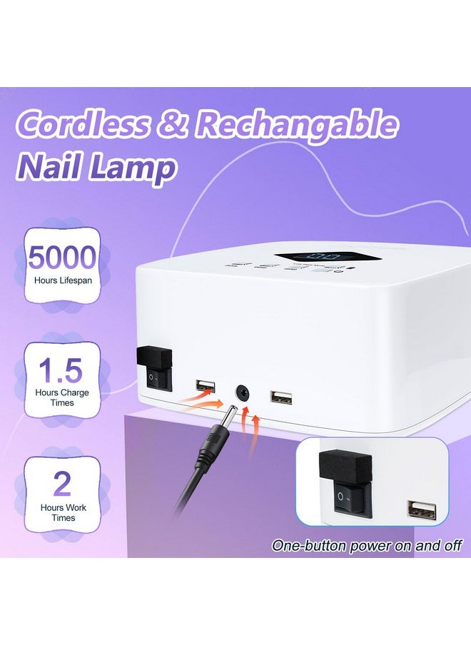 Dless Rechargeable Uv Led Nail Lamp, Lke 86W Uv Light For Gel Nails Uv Nail Light Nail Dryer With 3 Timer Setting Display Auto Sensor Professional Quick Dry Gel Polish Curing Lamp For Salon & Home