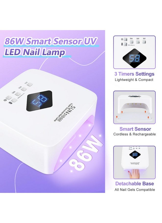 Dless Rechargeable Uv Led Nail Lamp, Lke 86W Uv Light For Gel Nails Uv Nail Light Nail Dryer With 3 Timer Setting Display Auto Sensor Professional Quick Dry Gel Polish Curing Lamp For Salon & Home