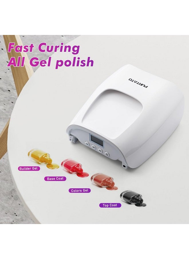 Professional Cordless Rechargeable Uv Led Nail Lamp With 4 Timer Setting And 126W High Power Quick Drying Nail Dryer(White)