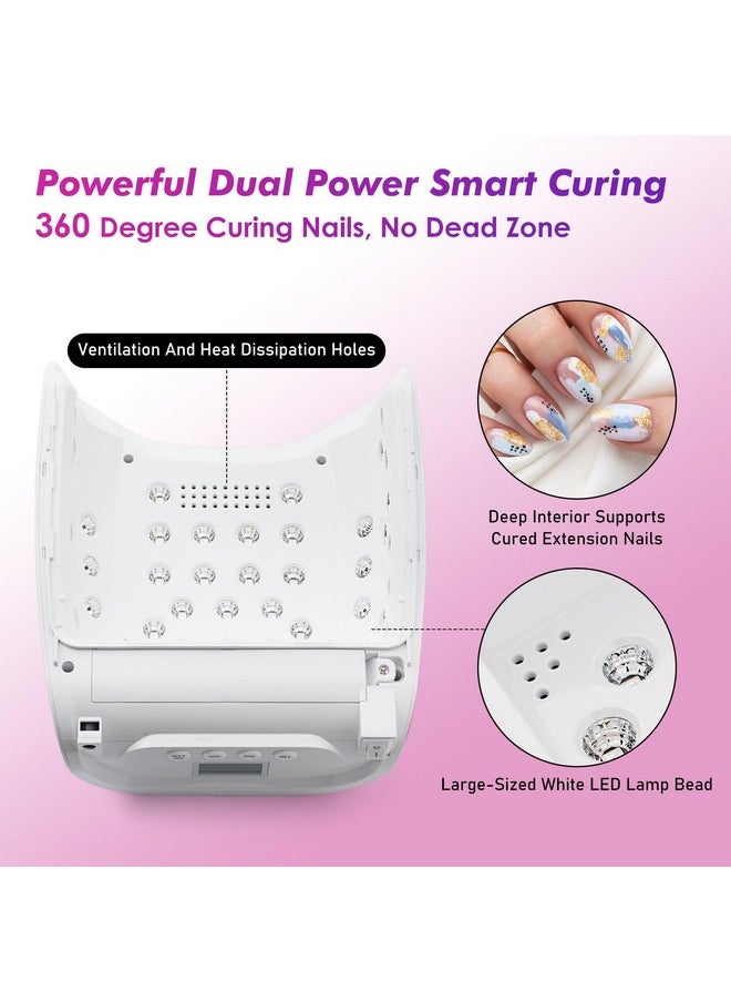 Professional Cordless Rechargeable Uv Led Nail Lamp With 4 Timer Setting And 126W High Power Quick Drying Nail Dryer(White)