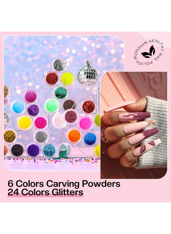 Acrylic Nail Kit For Beginners: Nail Kit Acrylic Set With Professional Acrylic Powder Glitter Full Acrylic Nail Starter Kit For Nail Extensions