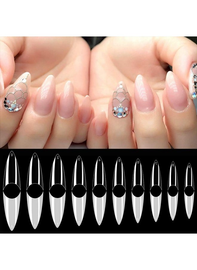 Stiletto Nail Tips Acrylic False Nail Clear And Natural 1000Pcs Artificial Press On Fake Nails For Women With Bag (Short Clear+Natural)