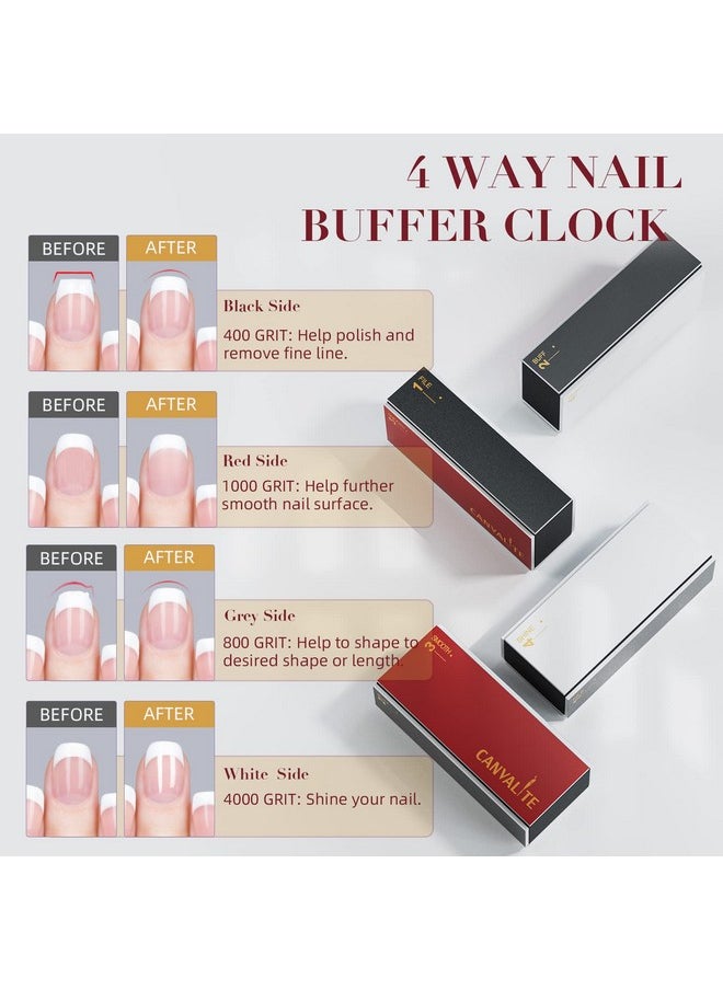 Nail Buffer For Natural Nails, All In One 4 Way Nail File & Buffer Block That Shapes, Files, Smoothes, And Shines, 100/180 Grit, 9Pcs