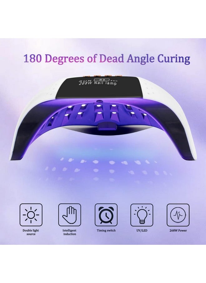 W Uv Led Nail Lamp, Lke Nail Dryer For Gel Polish, 4 Timers Uv Nail Lamp Professional Nail Light, 57Pcs Lamp Beads And Automatic Sensor(White)