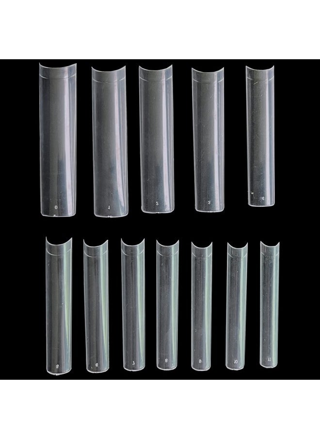 600Pcs Xxxl Clear Nail Tips Extra Long 3Xl Half Cover Straight Square Fake Nails No C Curve Professional Acrylic False Nail Tips For Salons & Home Diy, 12 Sizes