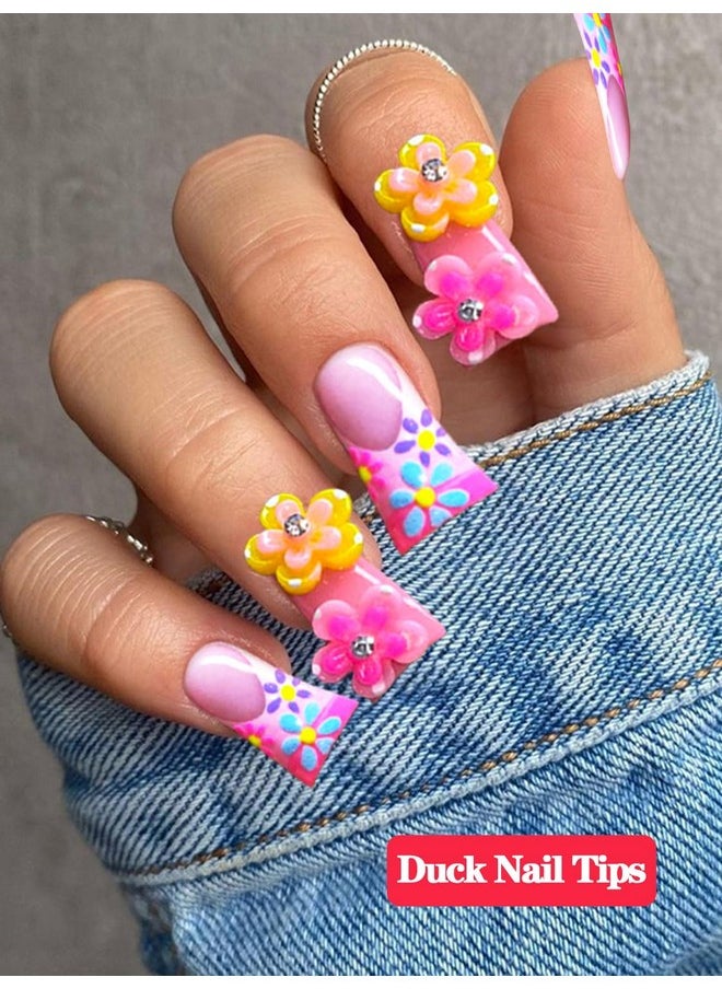 Short Duck Nail Tips For Acrylic Nails Professional, 500Pcs Clear Duck Feet Fan Flare Nail Tips Half Cover Duck Tip Nails Wide French False Nail Extension Tips With Box 11 Sizes