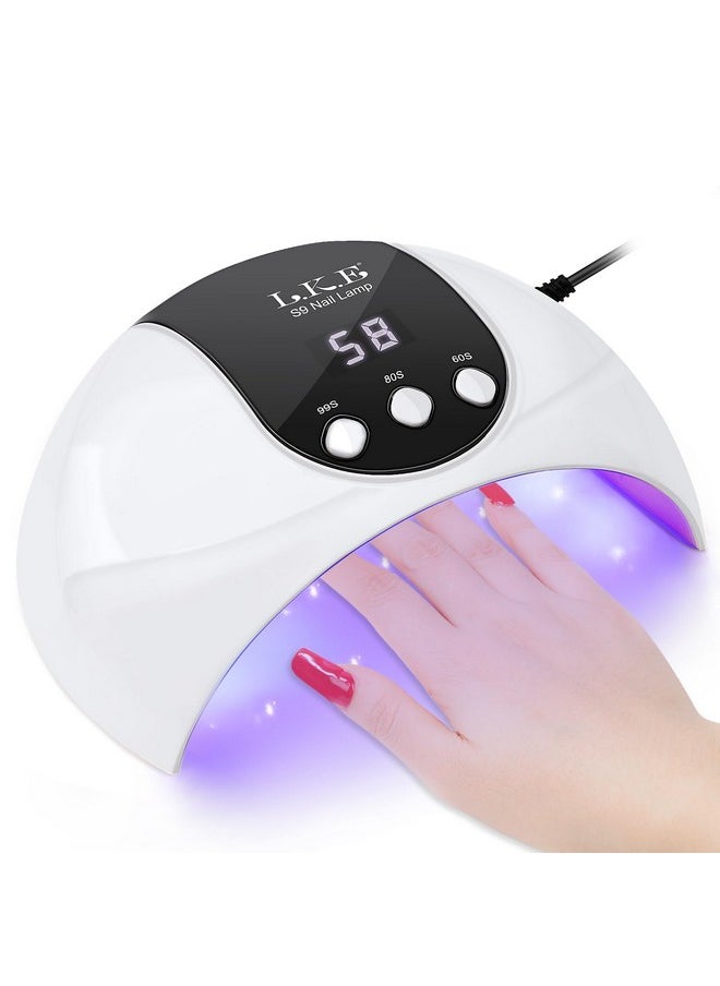 Uv Light For Gel Nails, 54W Uv Led Nail Lamp With 3 Timer Settings & Auto Sensor Lcd Screen, Professional Nail Dryer For Gel Polish, Fast Curing Nail Lamp Gift For Women And Girls (Black And White)