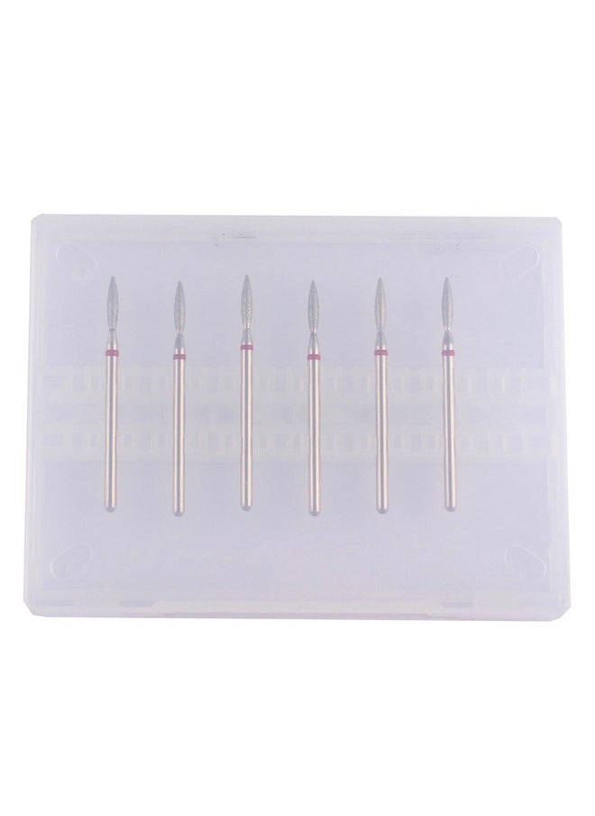 Flame Cuticle Drill Bit Set With Case, 6Pcs Pro Diamond Nail Bits For Nail Salon Manicure