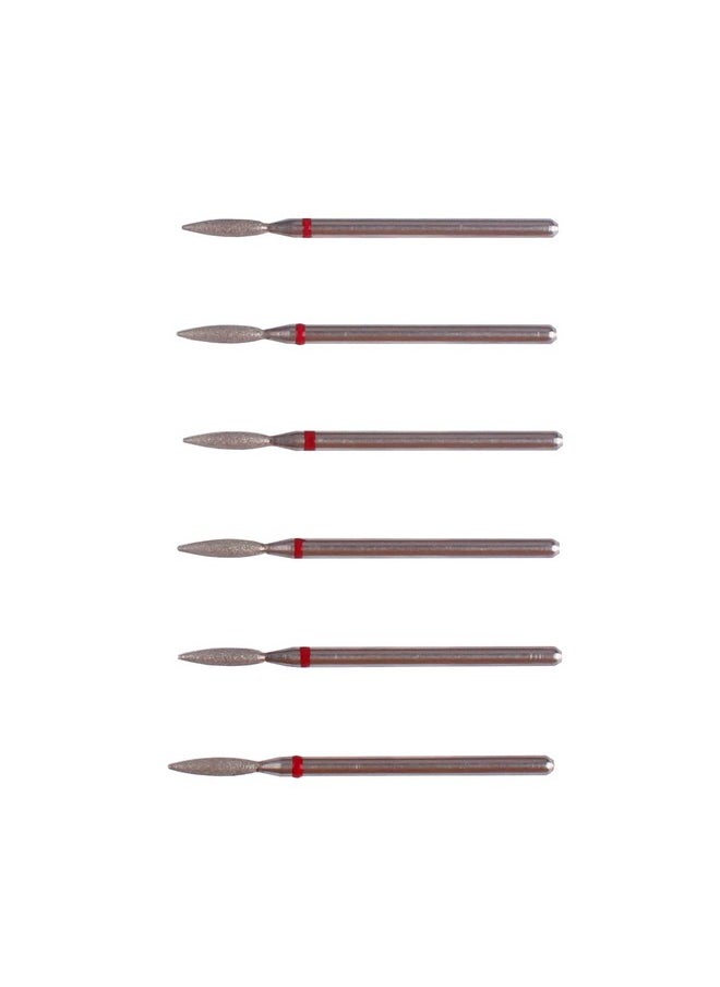Flame Cuticle Drill Bit Set With Case, 6Pcs Pro Diamond Nail Bits For Nail Salon Manicure