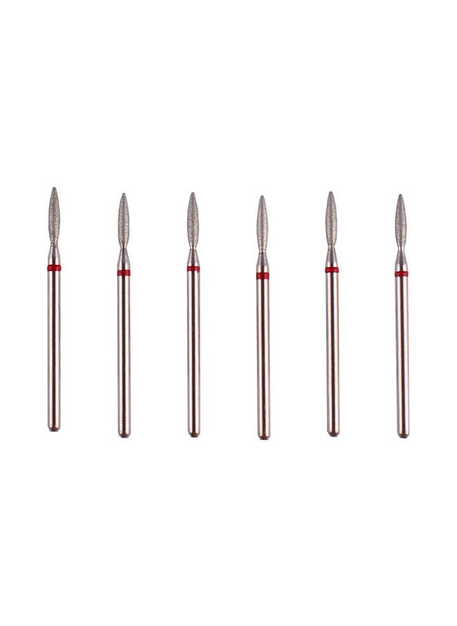 Flame Cuticle Drill Bit Set With Case, 6Pcs Pro Diamond Nail Bits For Nail Salon Manicure