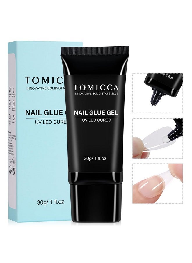 Uv Nail Glue, Solid Nail Glue Gel 4 In 1 Gel Nail Glue For Nail Tips, 30G Upgrade Strong Nail Glue Gel Lamp Curing Needed