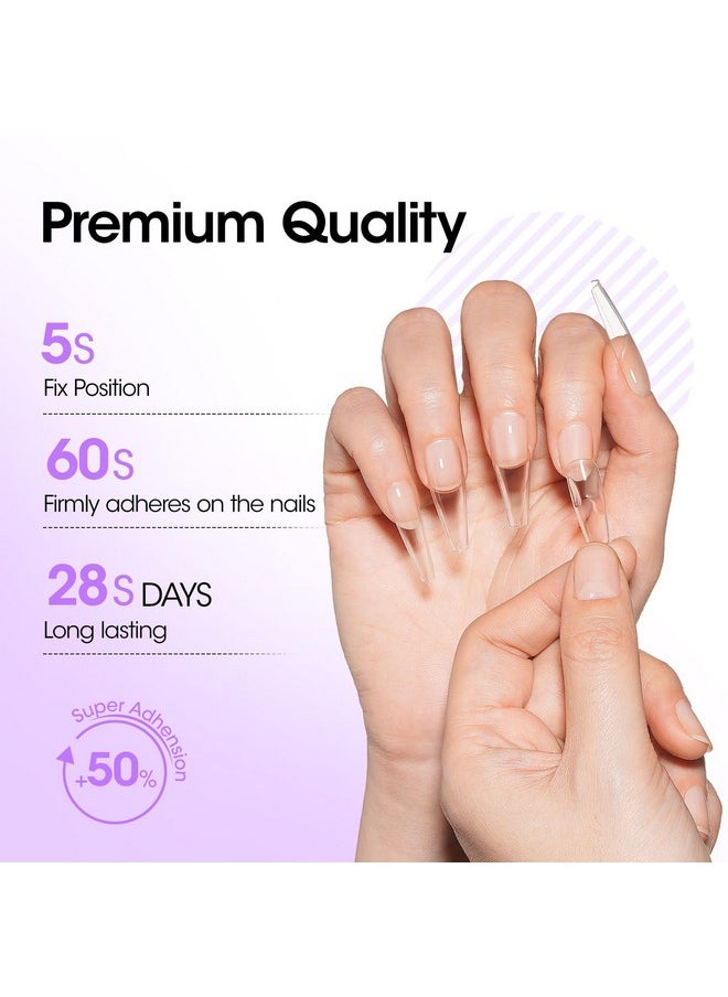 Nail Glue Gel, 2Pcs 15Ml 3 In 1 Gel Nail Glue For Acrylic Nail & Base Gel & Nail Strengthener Kit, Nail Glue For Press On Nails False Nails, Super Strong Gel Glue For Nail Extension
