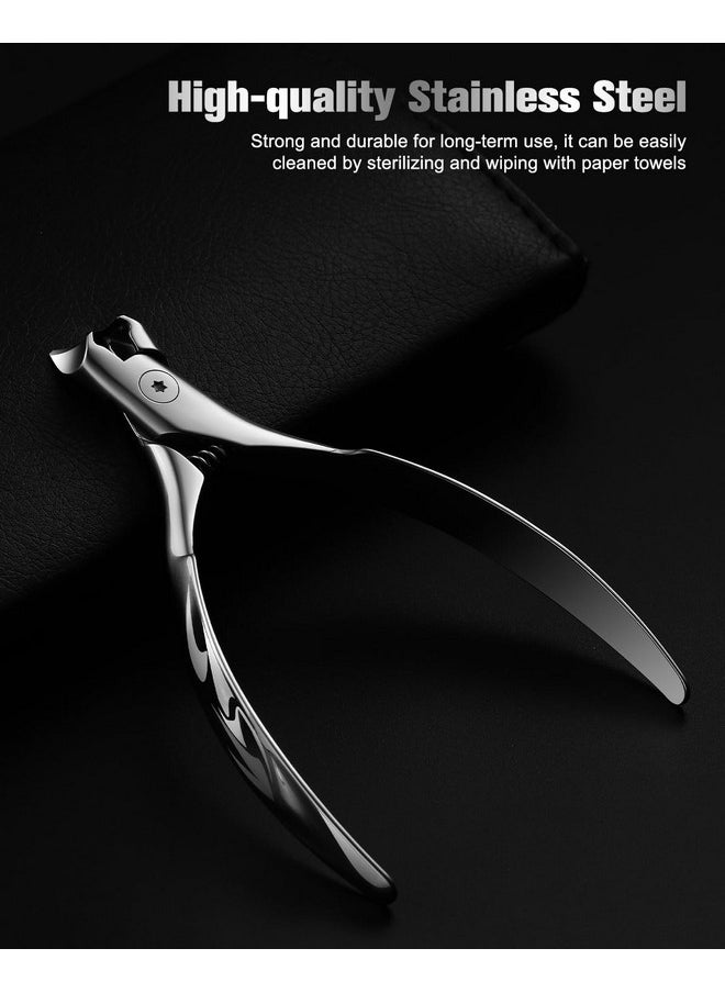 Wide Jaw Thick Toenail Clippers Thick Toenails - Precision Stainless Steel Toe Nail Clippers For Thick Nails For Seniors With Catcher - Silver