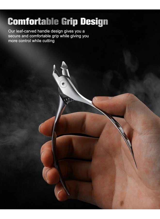 Wide Jaw Thick Toenail Clippers Thick Toenails - Precision Stainless Steel Toe Nail Clippers For Thick Nails For Seniors With Catcher - Silver