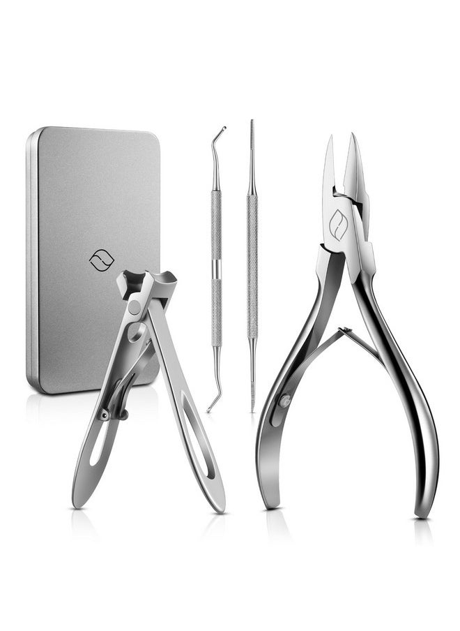 4Pcs Ingrown Toenail Kit - Toenail Clippers For Thick And Ingrown Toenails, Toe Nail Clipper With Thick Toenail File And Toenail Lifter - Complete Toenail Care Set For Men And Women