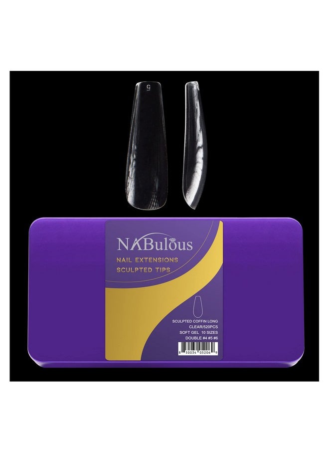 Soft Gel Coffin Shaped Gel Nail Tips Long Length - Durable Full Cover Nail Tips - Made From Real Soft Gel, 10 Sizes, 500 Pieces - Easy To Remove (Coffin Long)