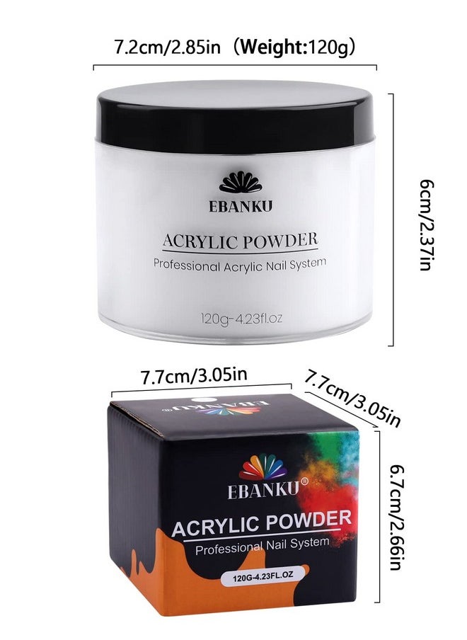 White Acrylic Powder, 120G/4.23Oz Acrylic Powder Large Capacity Professional Acrylic Nail Powder For Nail Acrylic Extension, Nail Carving, Long-Lasting, No Nail Lamp Needed