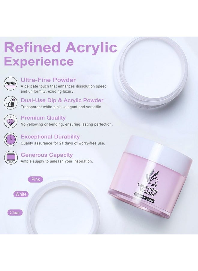 Acrylic Nail Kit - 30G Clear, White, Pink Acrylic Powder And 80Ml Acrylic Liquid Set With Brush, Nail Forms, And Tools For Beginners