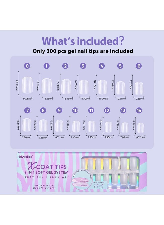 Short Square Gel Nails - Natural Xcoattips Short Fake Nails With Tip Primer Cover, Stronger Nail Adhesion, Full Matte Soft Gel Nail Tips, Clear Nail Tips Fake Nails For Nail Extensions