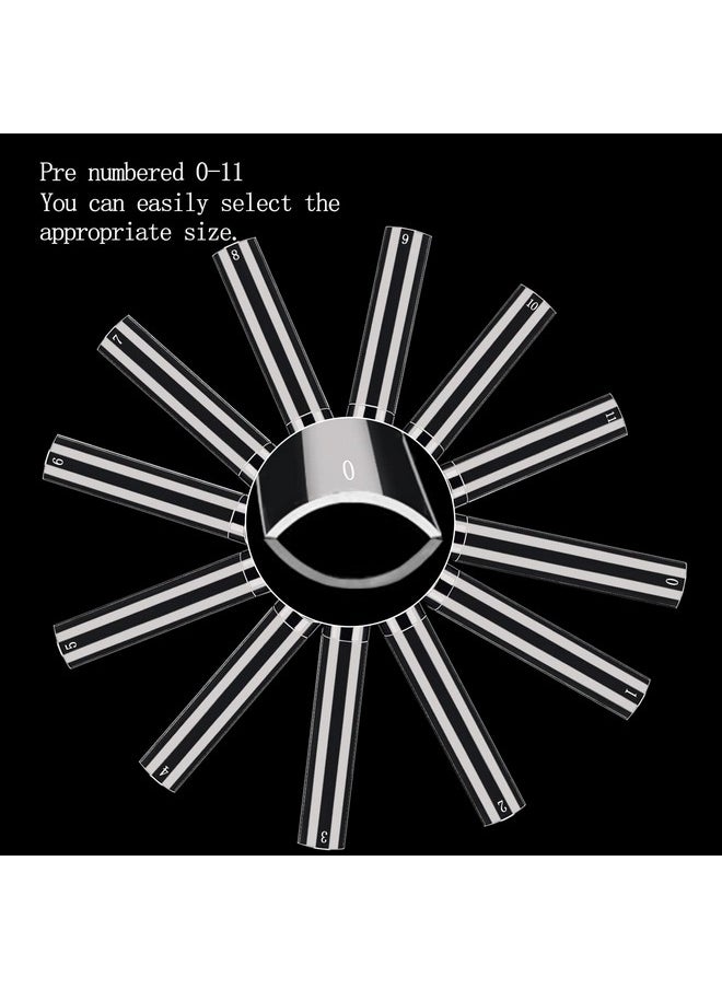 600Pcs No C Curve Nail Tips For Acrylic Nails Professional, Xxl Clear Nail Tips Straight Square Flat Nails Tips, Extra Long Acrylic Nail Tips Half Cover Fake Nails For Nail Salon And Home Diy 12 Sizes