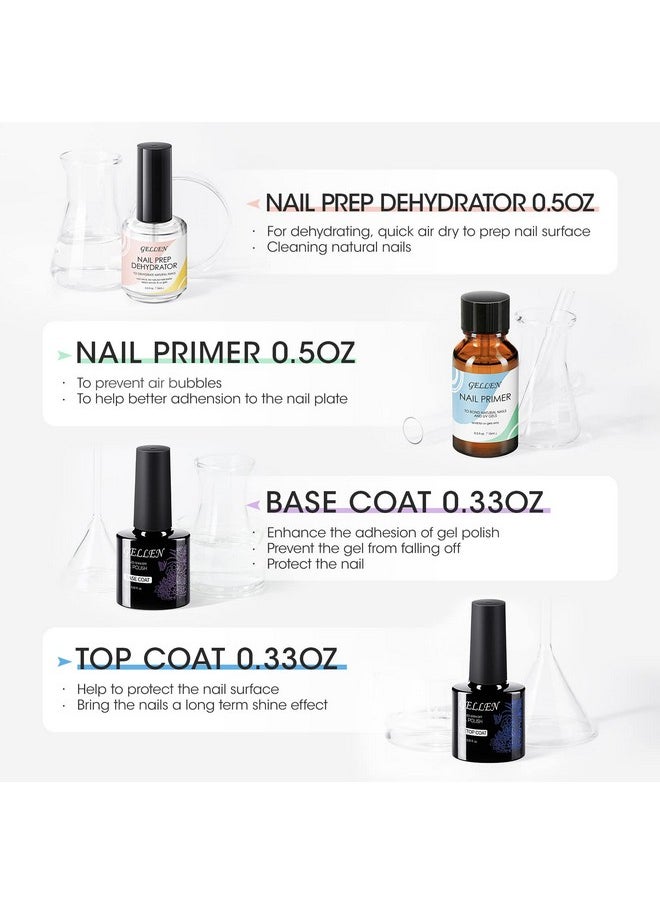 Nail Dehydrator Nail Primer And Top & Base Coats Kit, Nail Strengthening System Superior Protein Bonding, Fast Air Dry For Acrylic Powders Nail Gel Polish