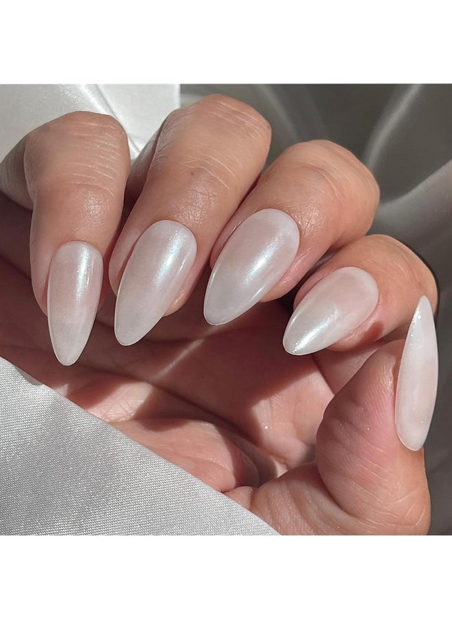 Prettydiva Pearl Chrome Powder, 2Pc Super Glossy Mirror Effect White Pearl Chrome Nail Powder Pearl Magic White Moonlight Powder For Nails