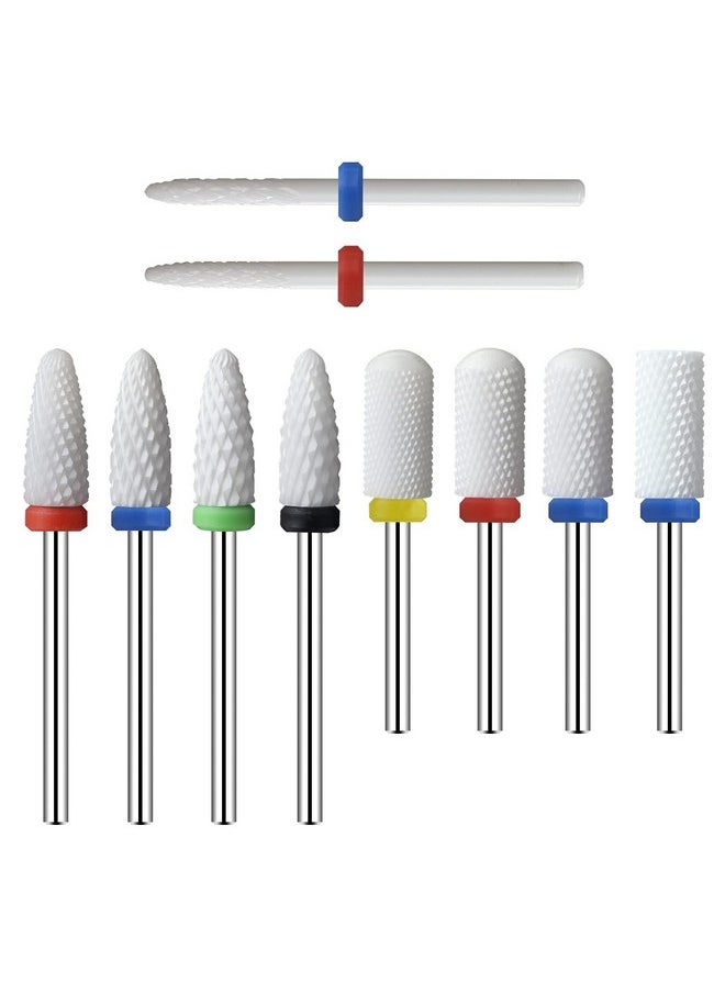 Ceramic Nail Drill Bits 10Pcs- 3/32 Nail Drill Bits Set For Acrylic Gel Nails Professional Nail Drill Bits Cuticle Remover Crystal Nail Extension Nail Removal 10 Count (Pack Of 1)