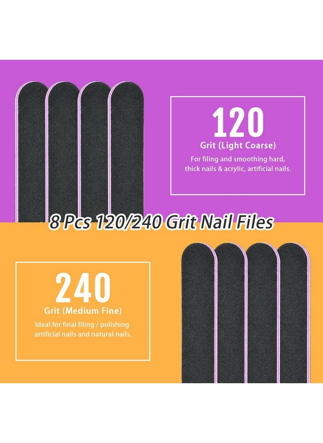 Nail File 20 Pcs Double Sided Emery Board For Natural Acrylic Nails 100/180 120/240 320/800 Grit, Professional Manicure Pedicure Tools, Nail Buffering Files