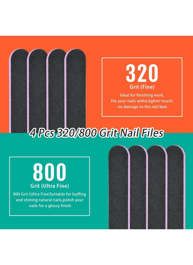 Nail File 20 Pcs Double Sided Emery Board For Natural Acrylic Nails 100/180 120/240 320/800 Grit, Professional Manicure Pedicure Tools, Nail Buffering Files